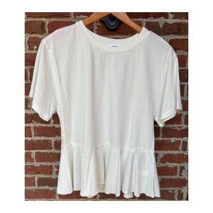 NWOT Anthropologie Hashttag In Trend Breezy T-Shirt Peplum Top in White  Size M